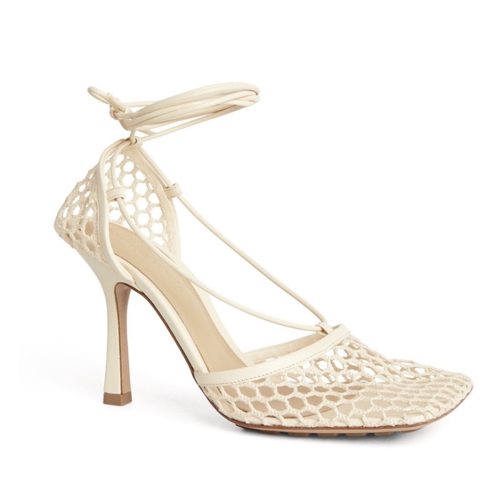 Bottega Veneta Cream Ankle Strap Heels